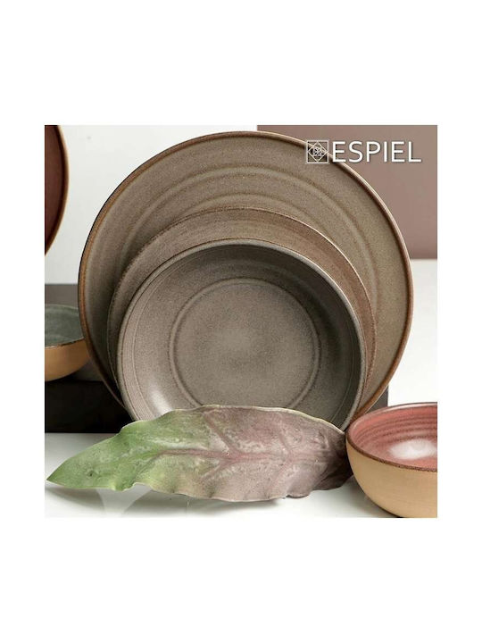 Espiel Stoneware Μπωλ Σερβιρίσματος Στρογγυλό Κεραμικό Γκρι