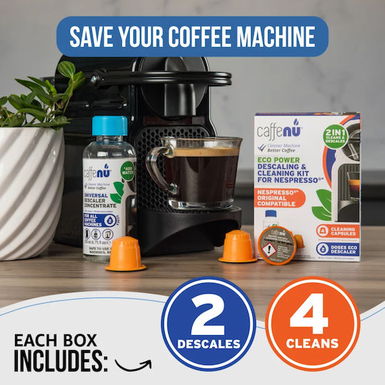 Caffenu Kit Detartrant 200ml Capsule Pentru Mașini Nespresso 4 Bucăți