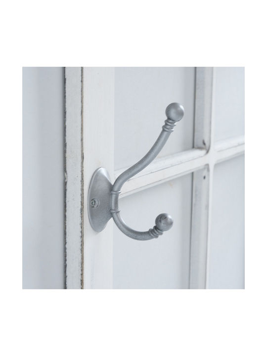 MSA Set Wooden Wall Hangers Window Shelf 12 Hooks Castle 50x20x55cm Beige White
