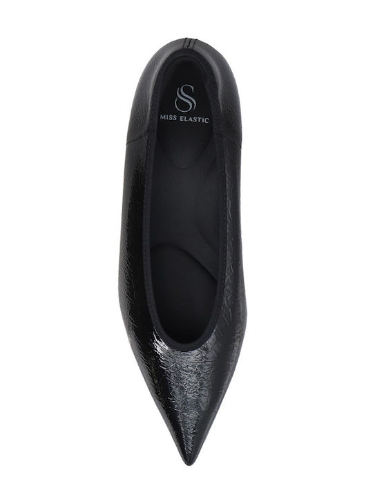 Synthetic Leather Black Low Heels