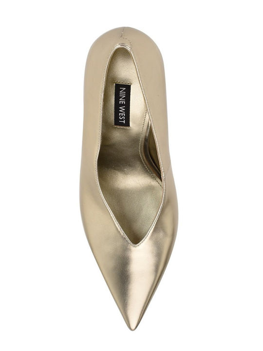 Synthetic Leather Gold High Heels Korela3