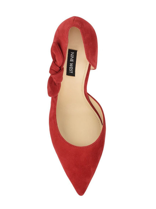 Fhalon Suede Γόβες με Ψηλό Τακούνι Κόκκινες