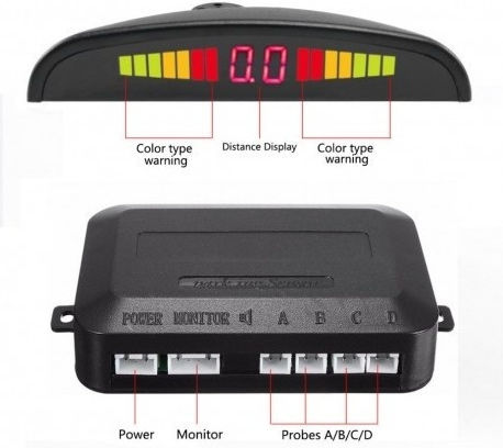 Set Senzori Parcare Detector Parktronic Display Monitor Radar 4 Senzori Roșii