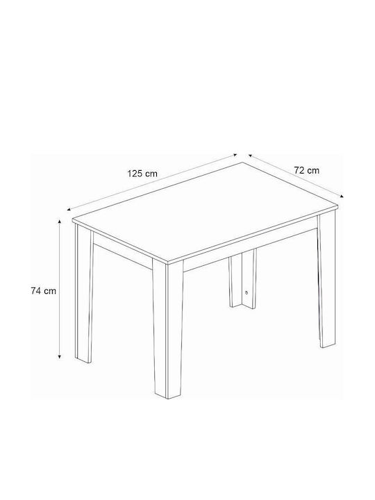 Τραπεζαρία με 4 Καρέκλες 72x125εκ.