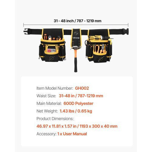 Vevor Belt Tools with Hammer Holder Base