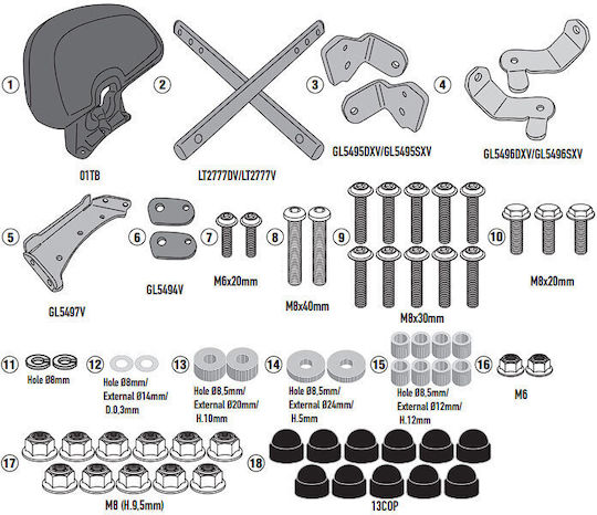 Givi Backrest Brackets