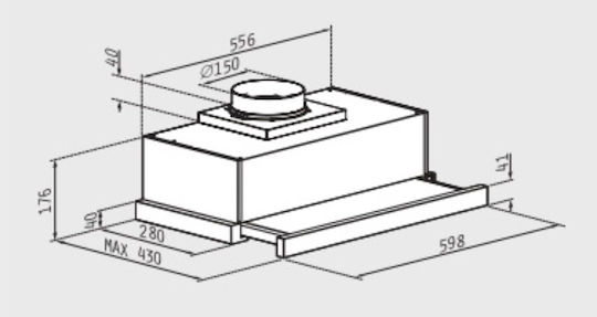 Pyramis PTC63413IX Sliding Vent Hood 60cm Gray
