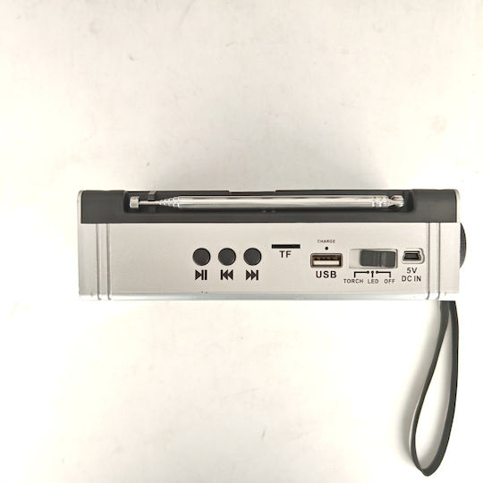 FOX385100 Φορητό Ραδιόφωνο Ηλιακό με Bluetooth Ασημί