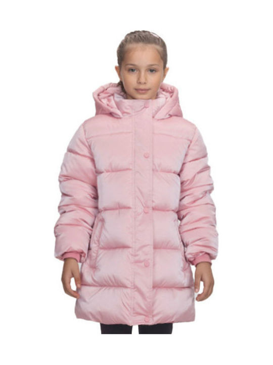Kinder Freizeitjacke Lang mit Kapuze Pink