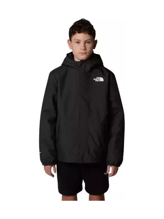 Waterproof Kids' Sports Jacket Windproof with Lining & Hood Black Antora