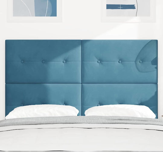 vidaXL LED-Kopfteil aus Holz Blau 144 x 128 cm