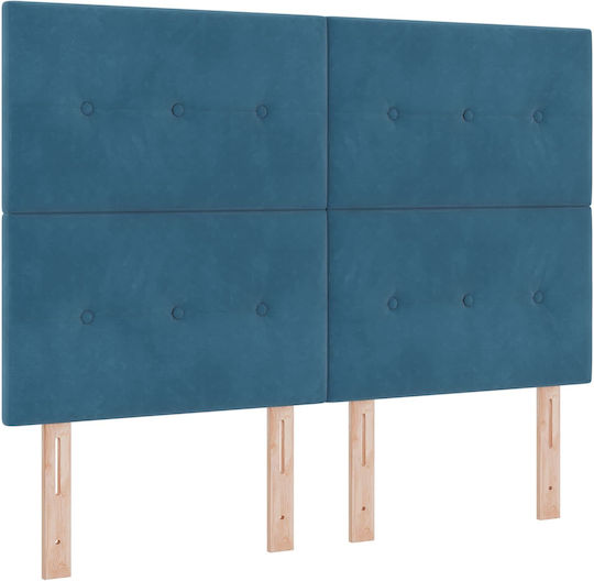 vidaXL LED-Kopfteil aus Holz Blau 144 x 128 cm