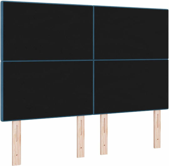 vidaXL LED-Kopfteil aus Holz Blau 144 x 128 cm