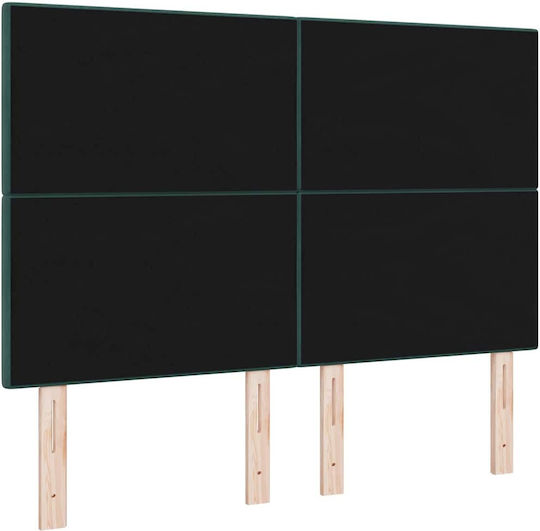 vidaXL LED Κεφαλάρι Κρεβατιού Ξύλινο Πράσινο 144x128cm
