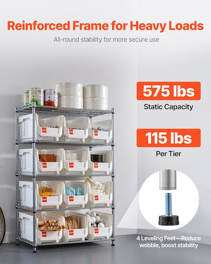 Vevor Kitchen Trolley 5 Tiers Silver