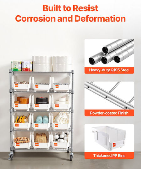 Vevor Kitchen Trolley 5 Tiers Silver