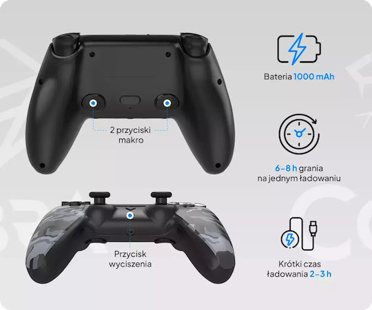 Cobra Ασύρματο Gamepad για PS5 / PC / Android / iOS Μαύρο