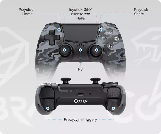 Cobra Ασύρματο Gamepad για PS5 / PC / Android / iOS Μαύρο