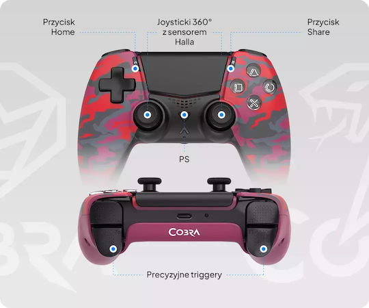 Cobra Ασύρματο Gamepad για PS5 / PC / Android / iOS Κόκκινο