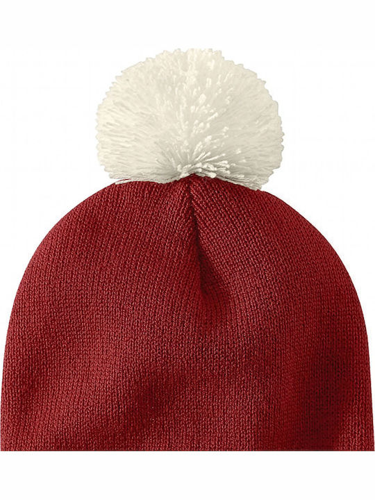 Beanie Ανδρικός Σκούφος με Rib Πλέξη σε Κόκκινο χρώμα