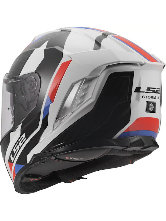 LS2 FF818 Storm III Sporty White/Blue/Red Мотоциклетна каска Full Face ECE 22.06 1600гр с Sunvisor