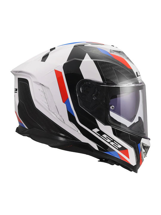 LS2 FF818 Storm III Sporty White/Blue/Red Мотоциклетна каска Full Face ECE 22.06 1600гр с Sunvisor