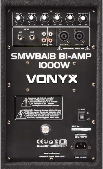 Vonyx SMWBA18 170.760 Αυτοενισχυόμενο Subwoofer PA 600W 18" 41x55x60εκ.