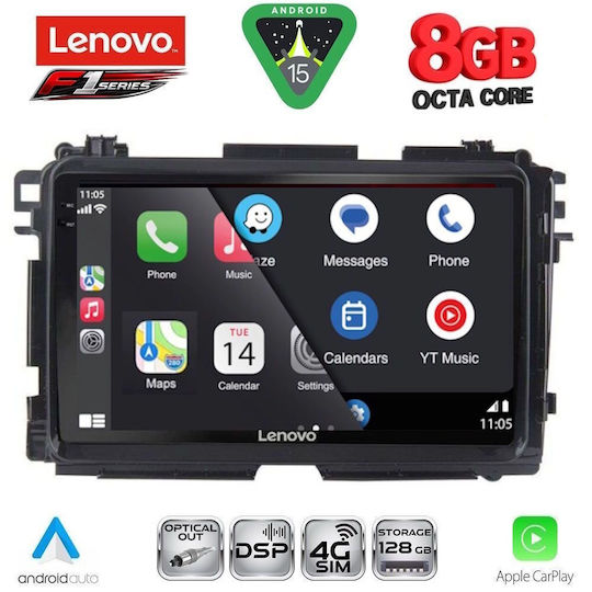 Lenovo Ηχοσύστημα Αυτοκινήτου για Honda HR-V 2015-2021 (Bluetooth/USB/WiFi/GPS/Apple-Carplay/Android-Auto) με Οθόνη Αφής 9"