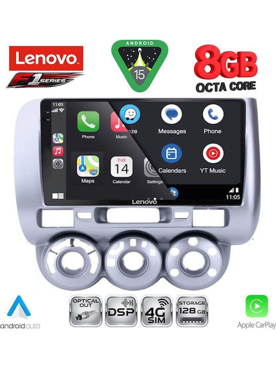 Lenovo Car Audio System for Honda Jazz 2002-2008 with A/C (Bluetooth/USB/WiFi/GPS/Apple-Carplay/Android-Auto) with Touch Screen 9"