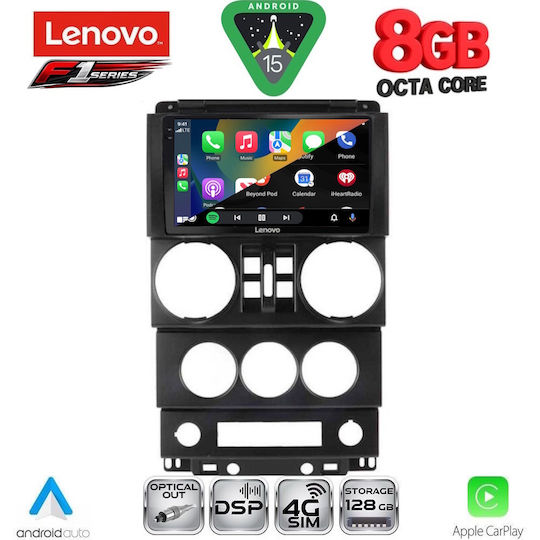Lenovo Car Audio System for Jeep Wrangler 2006-2011 (Bluetooth/USB/WiFi/GPS/Apple-Carplay/Android-Auto) with Touch Screen 9"