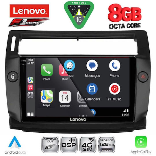 Lenovo Ηχοσύστημα Αυτοκινήτου για Citroen C4 2004-2011 (Bluetooth/USB/WiFi/GPS/Apple-Carplay/Android-Auto) με Οθόνη Αφής 9"