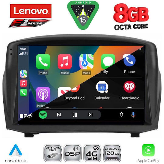 Lenovo Car Audio System for Ford Fiesta 2008-2017 (Bluetooth/USB/WiFi/GPS/Apple-Carplay/Android-Auto) with Touch Screen 9"