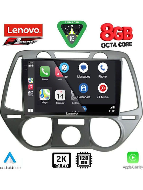 Lenovo Car Audio System for Hyundai i20 2008-2012 with A/C (Bluetooth/USB/WiFi/GPS/Apple-Carplay/Android-Auto) with Touch Screen 9"