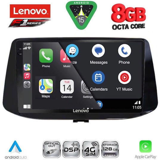 Lenovo Ηχοσύστημα Αυτοκινήτου για Hyundai i30 2018 (Bluetooth/USB/WiFi/GPS/Apple-Carplay/Android-Auto) με Οθόνη Αφής 9"