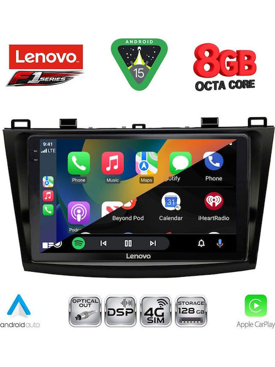 Lenovo Car Audio System for Mazda 3 2009-2014 (Bluetooth/USB/WiFi/GPS/Apple-Carplay/Android-Auto) with Touch Screen 9"