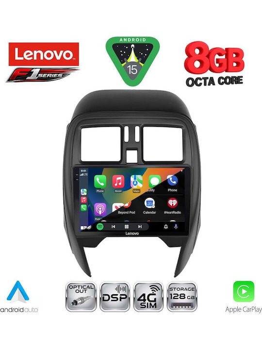 Lenovo Car Audio System for Nissan Micra 2014-2017 (Bluetooth/USB/WiFi/GPS/Apple-Carplay/Android-Auto) with Touch Screen 9"