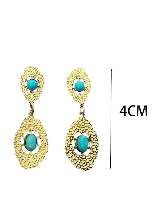 Awear Dangle Earrings Made of Steel Gold Plated Turquoise Awear Dangle Earrings Made of Steel Gold Plated Turquoise