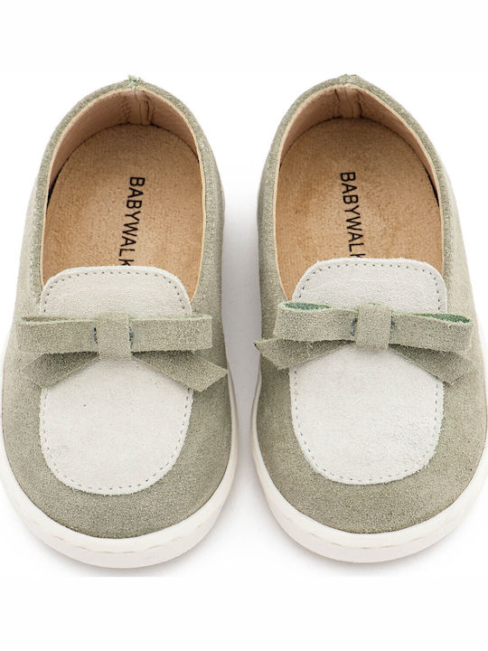 Babywalker Green Baptism Leather Moccasins