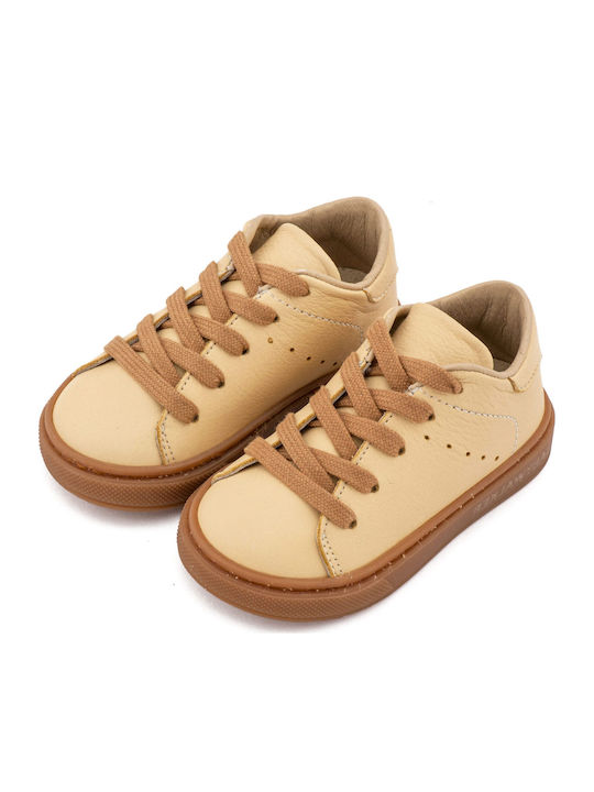 Babywalker Lace-up Yellow Baptism Leather Sneakers