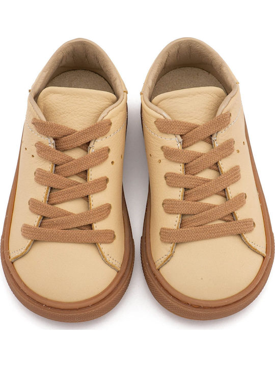 Babywalker Lace-up Yellow Baptism Leather Sneakers