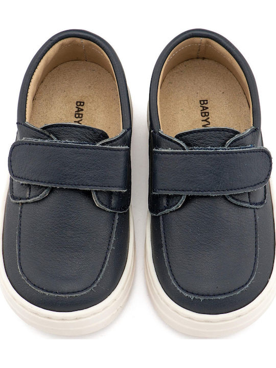 Babywalker Blue Baptism Leather Moccasins