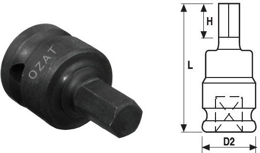 OZAT Căpăcel Pneumatic - Pneumatic Pătrat cu Patrat de Prindere 1", HEX 1buc