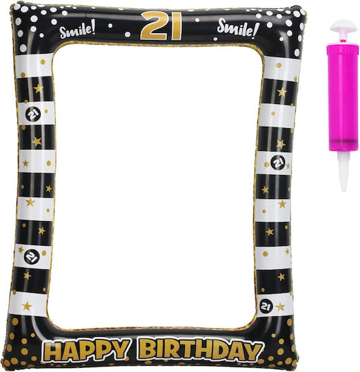 Set Inflatable Frame Black Gold Pump Photos Photo Booth Birthday 21