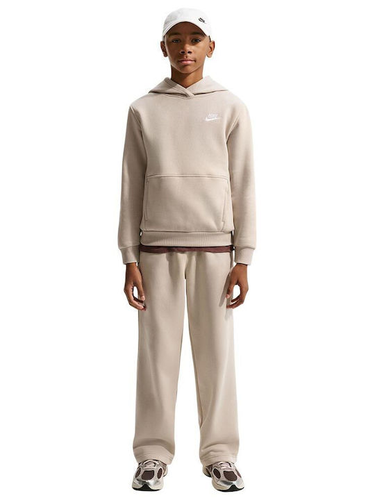 Fleece Kids Sweatshirt with Hood and Pockets Ecru Sportswear Club