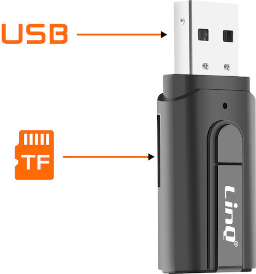 Linq Bluetooth Usb Audio Adapter 3.5 Mm Connector Micro-sd Card Slot Black
