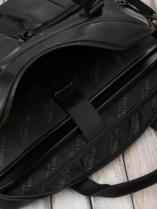 Leather Men's Bag Messenger Black