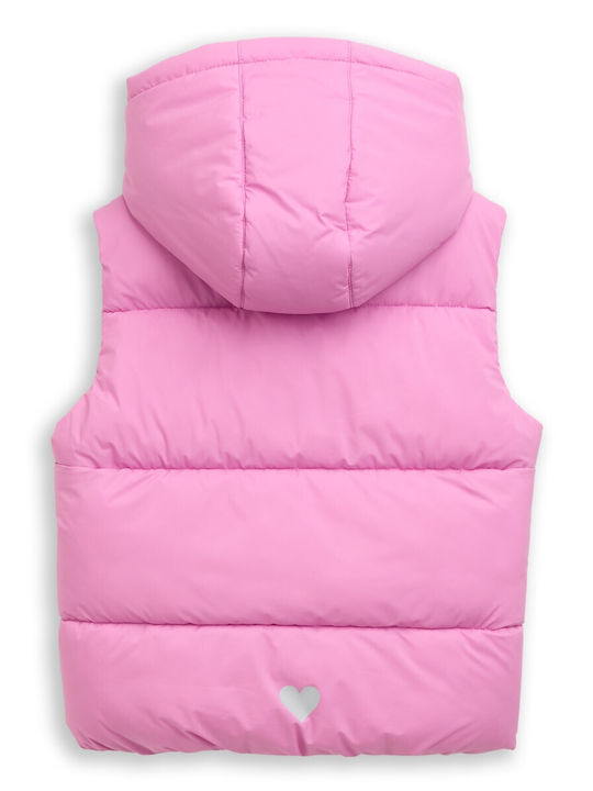 Kids Quilted Sleeveless Jacket with Hood Purple