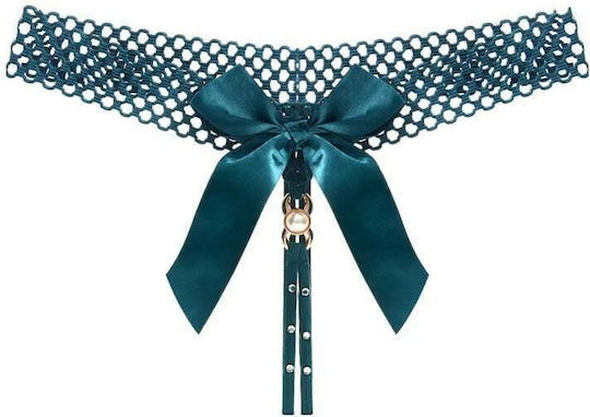 Women Sexy Open Bow Thong Green