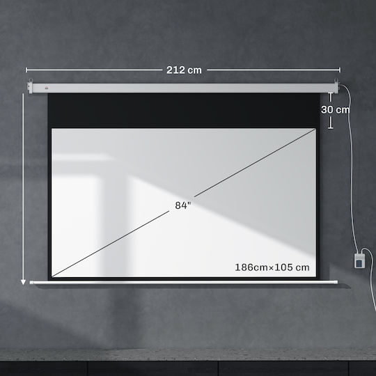 HomCom Οθόνη Προβολής Projector για Τοίχο/Οροφή με Λόγο Εικόνας 16:9 212x150cm / 84"
