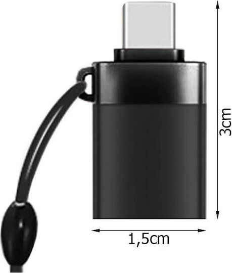 Converter USB-C male to USB-A female Gray 1pcs AT06277